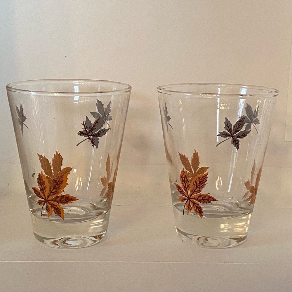 Vintage Set of 2 Bar Glasses or Juice Glasses 3.5” MCM Hollywood Regency Retro